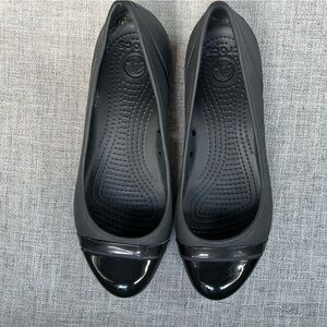 Crocs Gianna Alice Ballet Flats Women's Black Rubber Slip On Shoes Size 7
